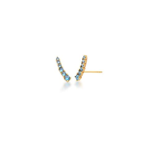 BRINCO EAR CUFF COM CRISTAIS REDONDOS AZUIS BANHADO A OURO