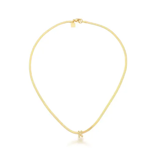 CHOKER LAMINADA COM PINGENTE LETRA "K" BANHADA A OURO