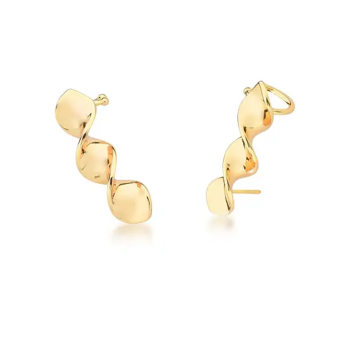 BRINCO EAR CUFF TORCIDO LISO BANHADO A OURO