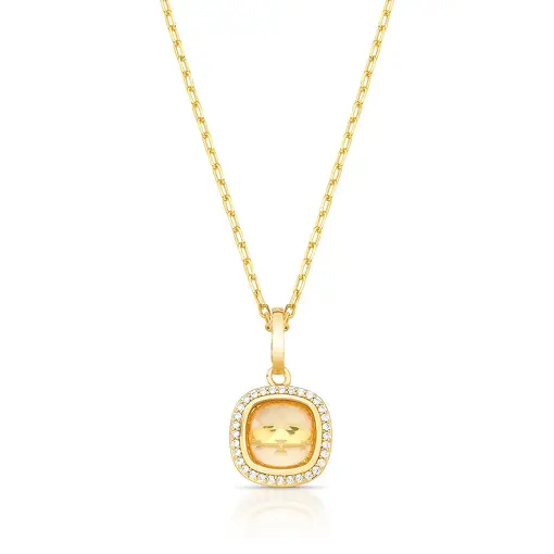COLAR COM PINGENTE DE CRISTAL QUADRADO COM ZIRCÔNIAS