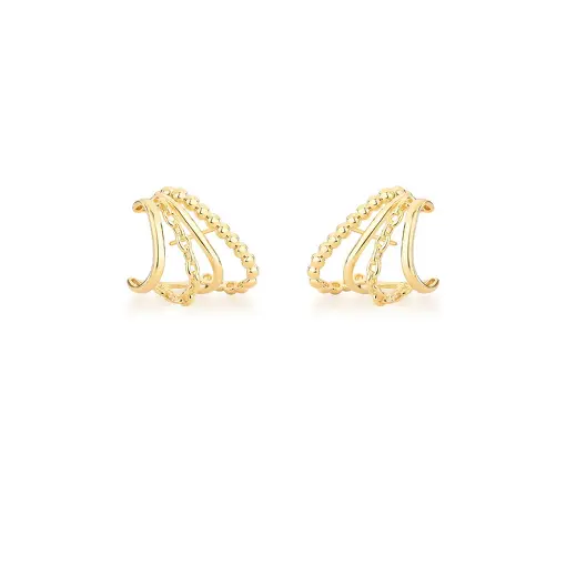 BRINCO EAR HOOK QUATRO VOLTAS BANHADO A OURO
