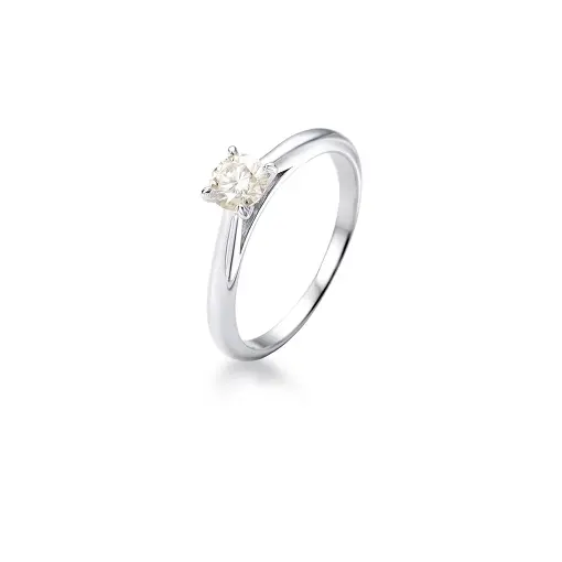 ANEL SOLITÁRIO PEDRA MOISSANITE 5MM PRATA RODINADA