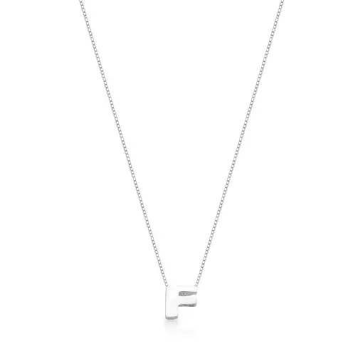 COLAR COM PINGENTE LETRA "F''  PRATA LISA