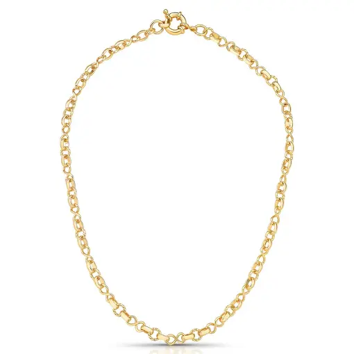 COLAR COM MALHA DE ELOS INTERCALADOS E FECHO BOIA