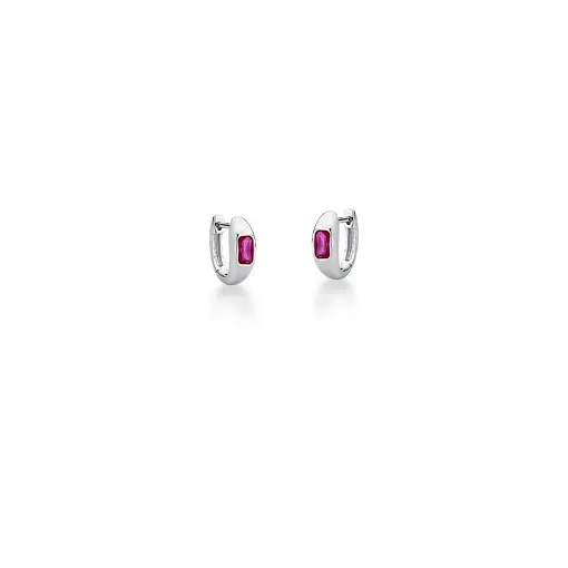 ARGOLA LISA COM CRISTAL RETANGULAR EM PRATA