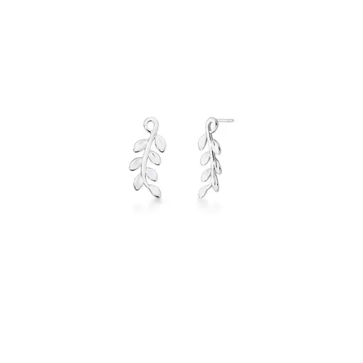 BRINCO EAR CUFF COM FOLHAS LISAS PRATA RODINADA