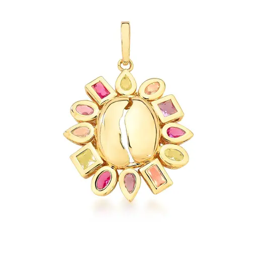 PINGENTE DE CONCHA E CRISTAIS COM FECHO