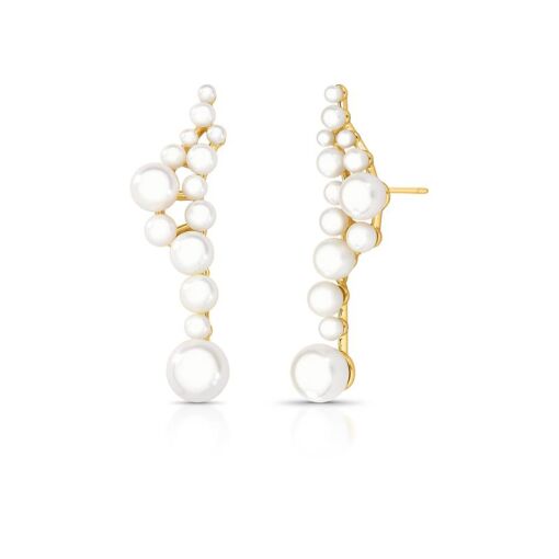 BRINCO EAR CUFF COM PÉROLAS SHELL EM PÊNDULO
