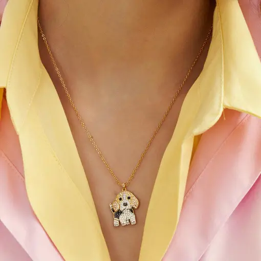 COLAR COM PINGENTE DE CACHORRO EM ZIRCÔNIAS