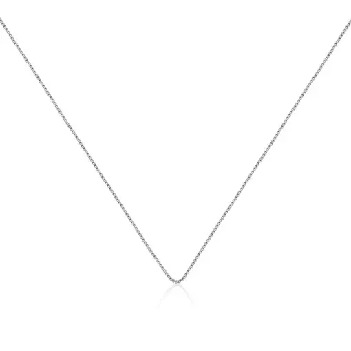 CORRENTE EM MALHA VENEZIANA 80CM LISA PRATA RODINADA
