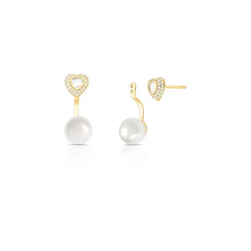 BRINCO EAR JACKET COM CRISTAL PÉROLA SHELL E ZIRCÔNIAS