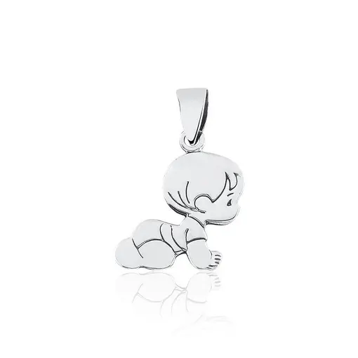 PINGENTE DE MENINO LISO EM PRATA ENVELHECIDA