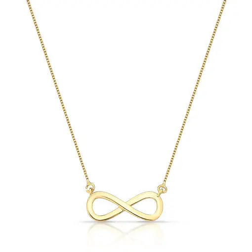 COLAR COM PINGENTE SÍMBOLO DO INFINITO LISO BANHADO A OURO
