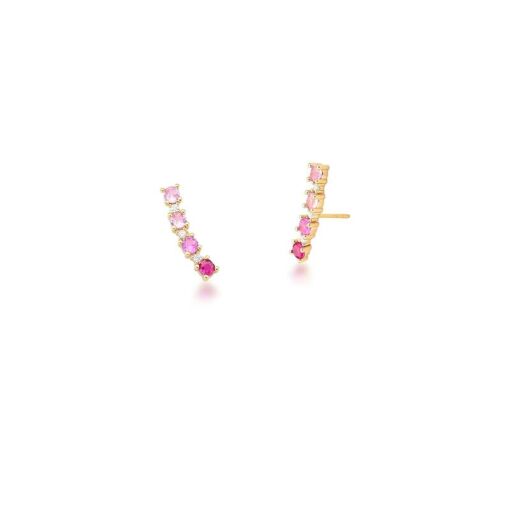 BRINCO EAR CUFF COM CRISTAIS E ZIRCÔNIAS BANHADO A OURO