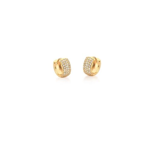 KIT TRÊS PARES DE ARGOLAS COM ZIRCÔNIAS BRANCAS BANHADO A OURO