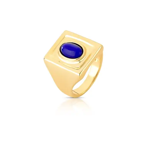 ANEL QUADRADO COM PEDRA LÁPIS LAZULI RECONSTITUÍDA