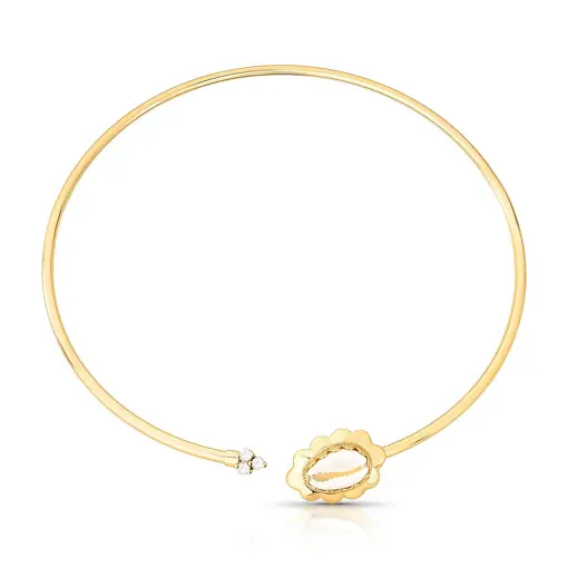 GARGANTILHA ARO COM BÚZIO E CRISTAIS REDONDOS