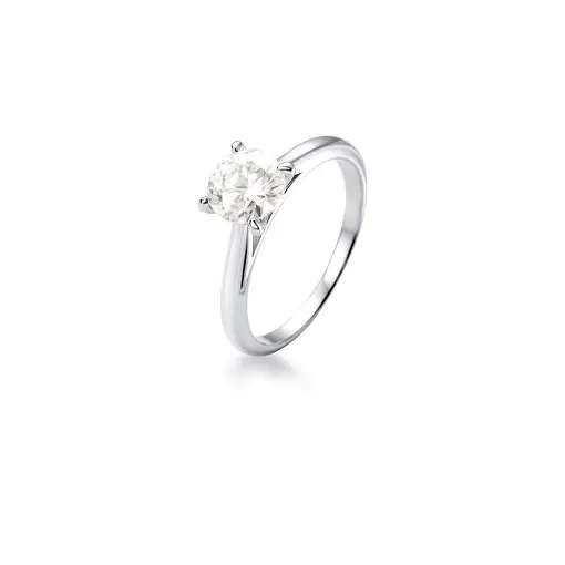 ANEL SOLITÁRIO PEDRA MOISSANITE 6.5MM PRATA RODINADA