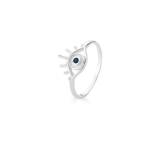 ANEL DE OLHO COM ZIRCÔNIA AZUL PRATA LISA