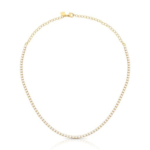 CHOKER COM CRISTAIS REDONDOS BANHADO A OURO
