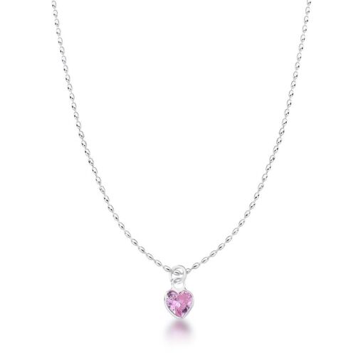 COLAR COM  PINGENTE DE CRISTAL CORAÇÃO PRATA LISA