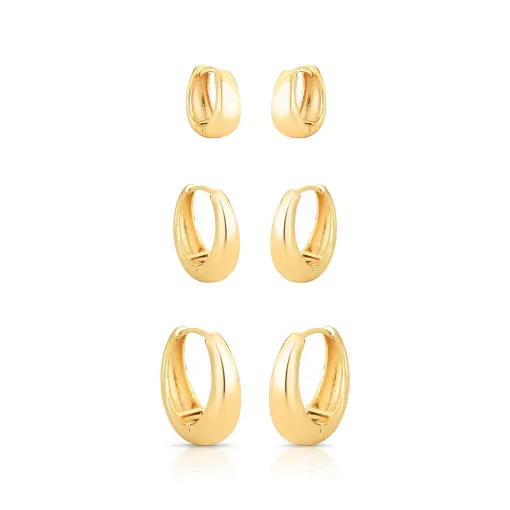 KIT TRÊS PARES DE ARGOLAS REDONDAS LISAS