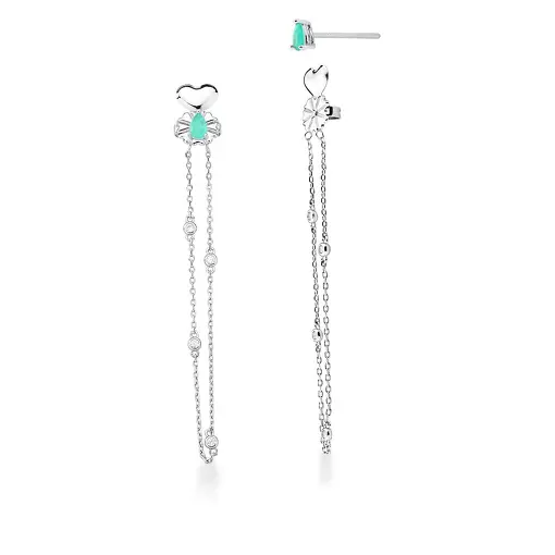 BRINCO EAR JACKET PENDULO 2 EM 1 DE GOTA BANHADO A RÓDIO