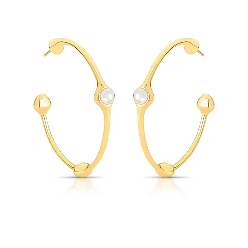 MEIA ARGOLA ABAULADA COM PÉROLAS INTERCALADAS