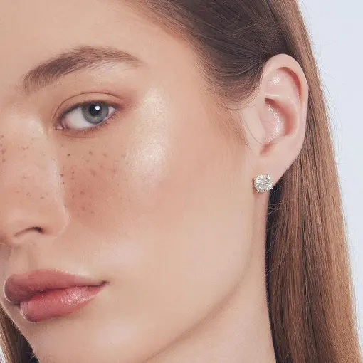 BRINCO PEDRA MOISSANITE 8MM PRATA RODINADA