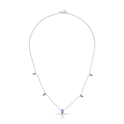 COLAR COM CRISTAIS DE GOTA PRATA RODINADA