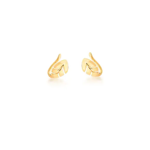 PERCING DE ORELHA FOLHA LISA BANHADO A OURO
