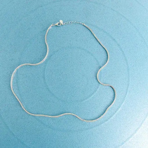 COLAR RIVIERA COM ZIRCÔNIAS PRATA RODINADA