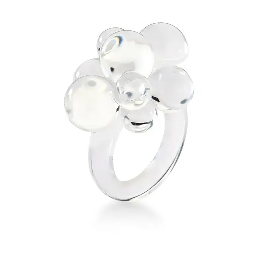 ANEL COM BOLAS EM ACRÍLICOS INCOLOR