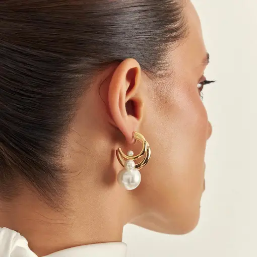 MEIA ARGOLA REDONDA COM PÉROLAS SHELL