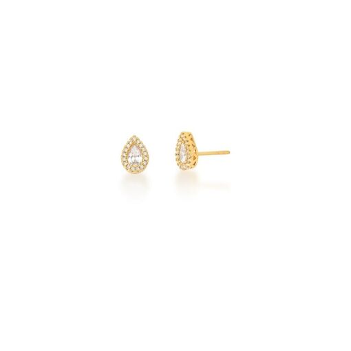 CONJUNTO BRINCO E CORRENTE COM PINGENTE GOTA BANHADO A OURO