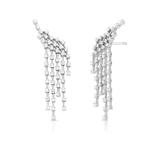 BRINCO EAR CUFF COM CRISTAIS REDONDOS EM PÊNDULO