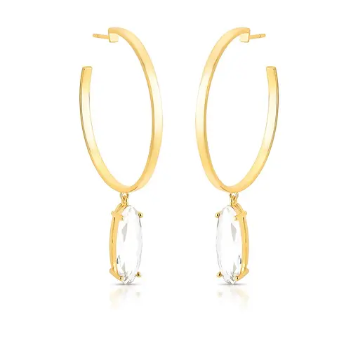 MEIA ARGOLA COM CRISTAL NAVETE EM PÊNDULO