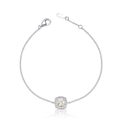 PULSEIRA COM PEDRA REDONDA MOISSANITE 5MM PRATA RODINADA