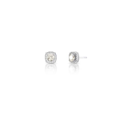 BRINCO COM PEDRA REDONDA MOISSANITE 5MM PRATA RODINADA