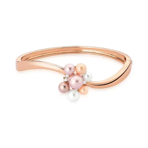 BRACELETE COM PÉROLAS SHELL E ZIRCÔNIAS BRANCAS BANHADO A OURO