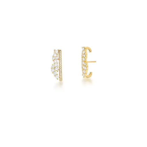 BRINCO EAR HOOK CRAVEJADO DE ZIRCÔNIAS BANHADO A OURO