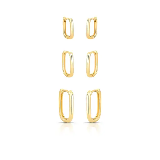 TRIO DE ARGOLAS LISAS E OVAIS