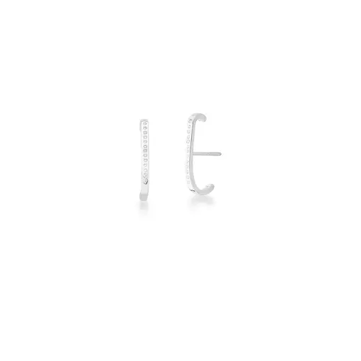 BRINCO EAR HOOK CRAVEJADO DE ZIRCÔNIAS PRATA LISA
