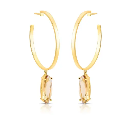 MEIA ARGOLA COM CRISTAL NAVETE EM PÊNDULO