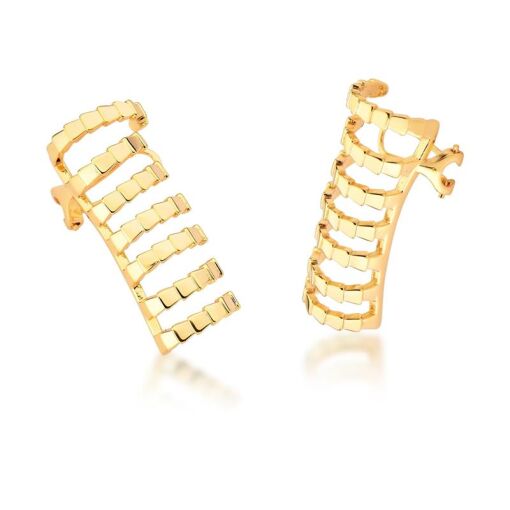 BRINCO EAR CUFF SETE VOLTAS TRABALHADO E LISO BANHADO A OURO