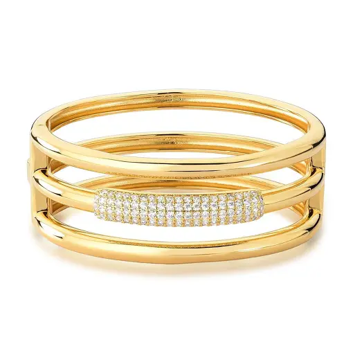 BRACELETE TRÊS VOLTAS LISO E CRAVEJADO BRANCO