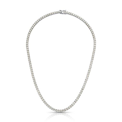 COLAR COM PEDRAS REDONDAS MOISSANITE 3MM PRATA RODINADA