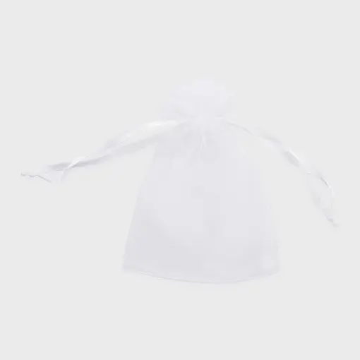 SAQUINHO DE ORGANZA TULE GRANDE NA COR BRANCA COM 10 UNIDADES