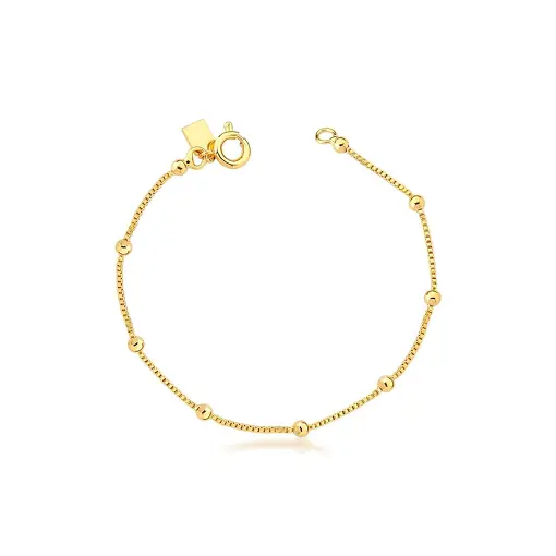 PULSEIRA KIDS COM ESFERAS LISAS BANHADA A OURO