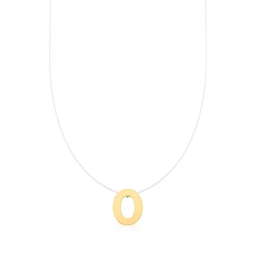 CORRENTE SILICONE COM PINGENTE LETRA "O" LISO BANHADA A OURO